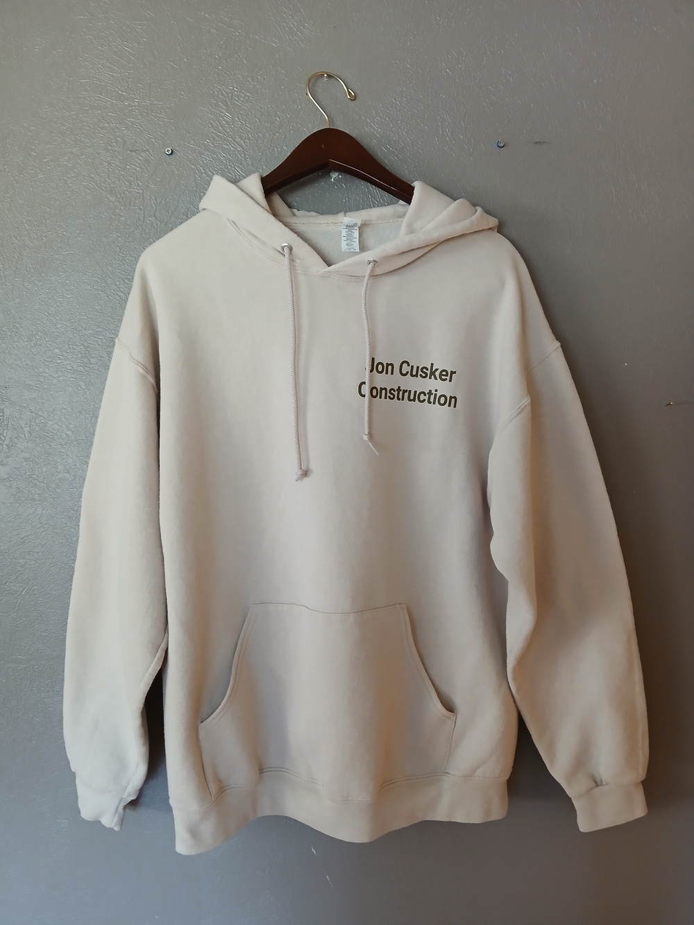 Missoula's J9n Cusker Comstruction Beige Hoodie Sweatshirt, Large